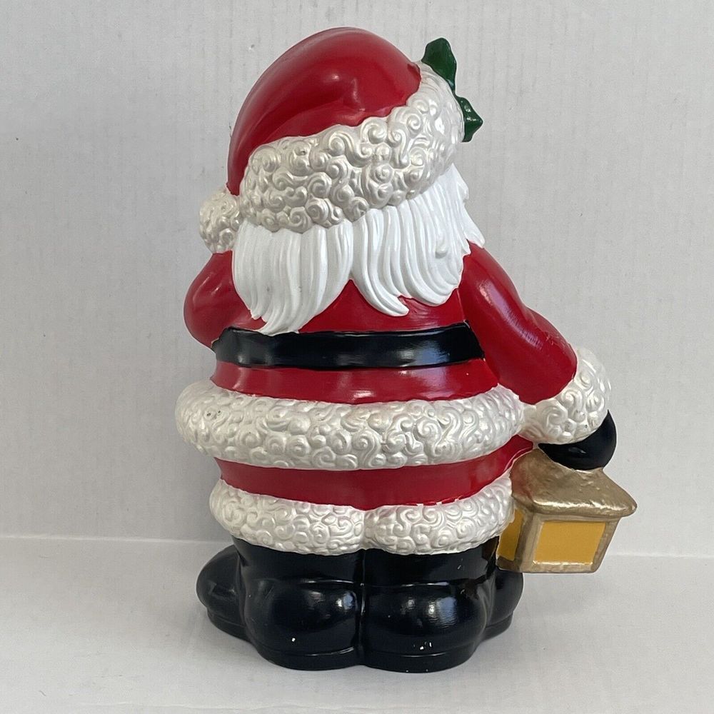 Vintage 13” Santa Claus Saint Nick Ceramic Mold Santa Winking Holding A Lantern - Picture 2 of 14